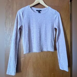 Forever 21 Textured Long Sleeve Top - Soft Pink